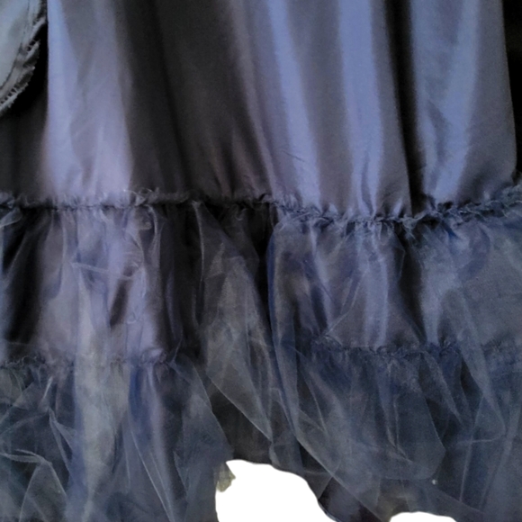 Satin Blue swing dress with creamy-white satin sash - Women's Plus Size - NWT - Picture 4 of 10